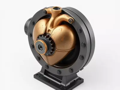 Steampunk Mechanical Heart Engine Model Low-poly 3D model