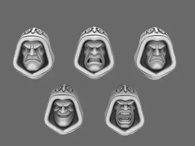 Arthurian Knights V10 Hooded Faithful Heads 3D print model