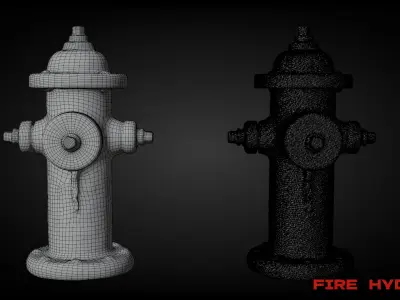 Red Fire Hydrant Realistic Game Ready 3D Scan Low-poly 3D model