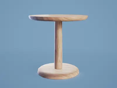 Rounded Table 001 - Light Wood Low-poly 3D model