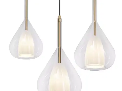 ELLIS three glass pendant lights with gold finish 3D model