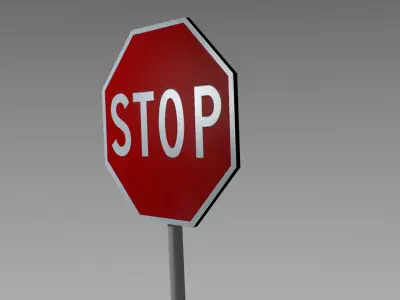 Stop sign Low-poly 3D model