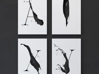 Letters Artsy Framed Low-poly 3D model