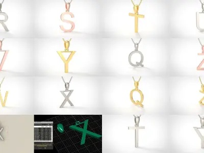 Classic Initial Light All Letter Alphabet 3D Model Pack