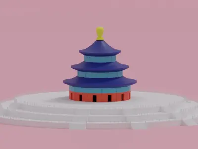 Cartoon Temple Of Heaven Beijing China 3D model