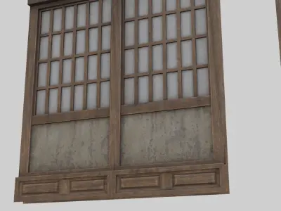 Low Poly Modular Japanese House With PBR Materials Low-poly 3D model