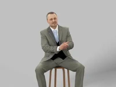 Business Man Sitting And Clapping Fortitude Low-poly 3D model