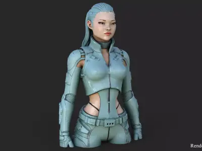 Futuristic Female High Detail 3D model