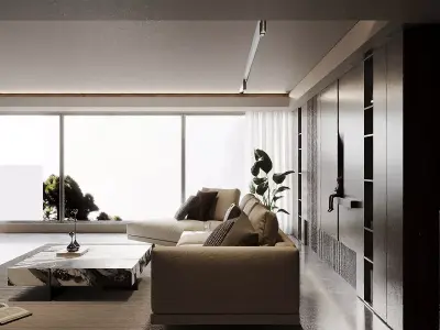 Italian Minimalist Living Room 3D model