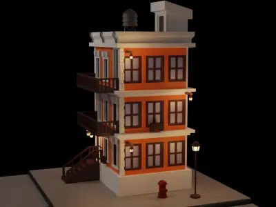 cartoon house Low-poly 3D model