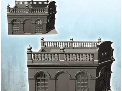 European bar with balustraded roof and baroque ornaments 4 - Mod 3D print model