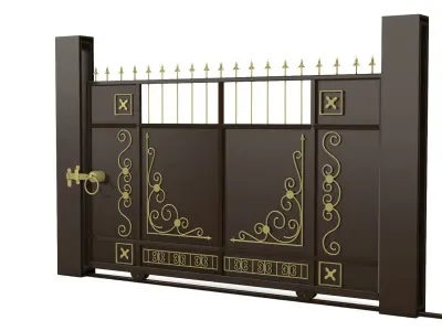 Fence and Gate 06 PBR  Low-poly 3D model