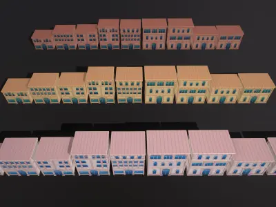 Cartoon pack - Buildings  Low-poly 3D model