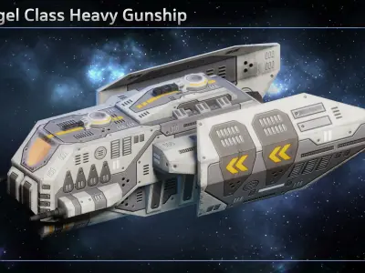 Spaceship Bombers Gunships Low-poly 3D model