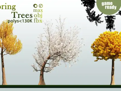 30 Spring Trees VOL 02 Low-poly 3D model