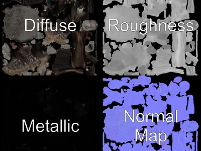 Campfire and Stone Circle D Model Pack Low-poly 3D model