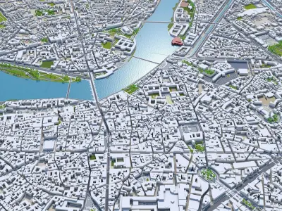 Toulouse France 30km Low-poly 3D model