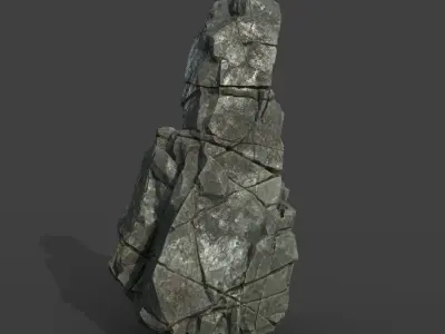 Low poly Black Cliff Modular Rock 210811 Low-poly 3D model