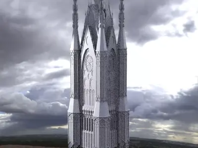 Gothic Cathedral Grand Tower 3D model
