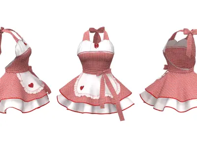 Heart Apron Dress Low-poly 3D model