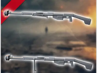 PTRS-41 anti-tank rifle 12 - Soviet army WW2 Second World East f 3D print model