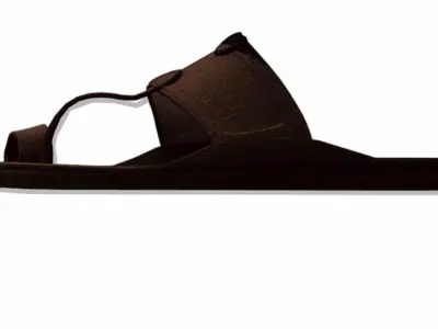Cartoon High Poly Subdivision Brown Sandals 3D Model Low-poly 3D model