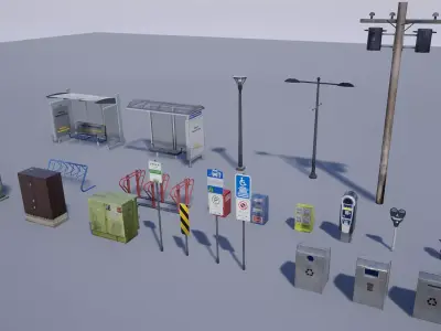 Street Prop Collection Low-poly 3D model