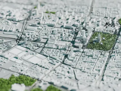 City model - Warsaw Capitol of Poland - Low poly buildings 3D model