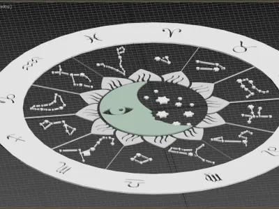 zodiac-Horoscope- sky map Low-poly 3D model