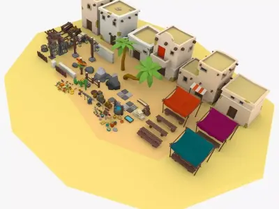 Desert City Pack Low-poly 3D model