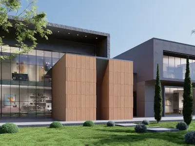 Villa gallery Low-poly 3D model