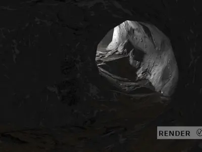 Cave low-poly game ready metal sculpture with two legs Low-poly 3D model