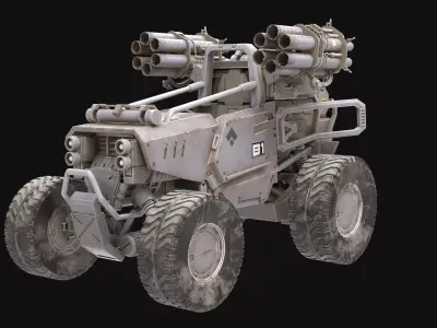 3D Model Sci-Fi Military Buggy - Low Poly Combat Vehicle 3D model