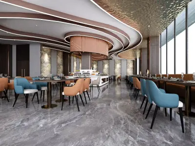 Restaurant Interior Low-poly 3D model