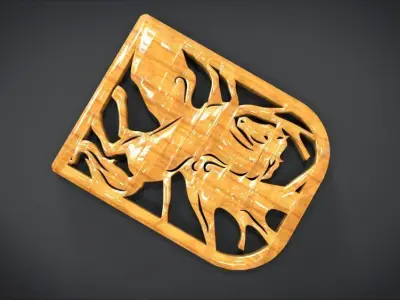 Window ventilation ornaments with horse motifs Low-poly 3D model