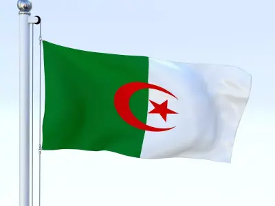 Animated Algeria Flag Low-poly 3D model