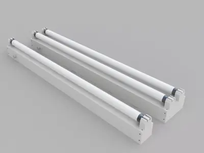 Strip Fluorescent Fixture Single and Dual 3D model