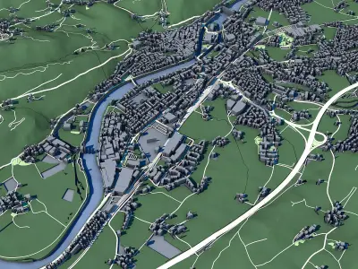 Cityscape Hallein Austria 3D model