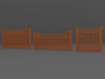 Wood Fence Low-poly 3D model