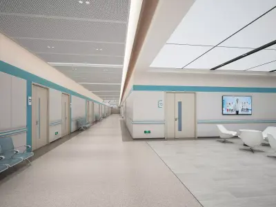 Hospital Corridor Nurses Station 02 3D model