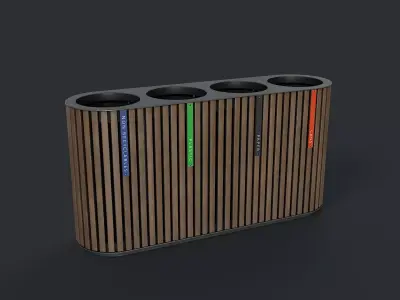 Street Trash Can 44 PBR Game Ready Low-poly 3D model