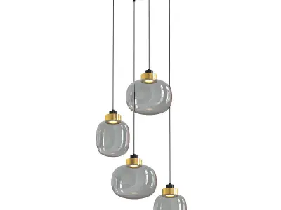 Legier pendant light with four glass globes hanging from ceiling 3D model
