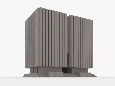 Brutalist Building 08 Low-poly 3D model