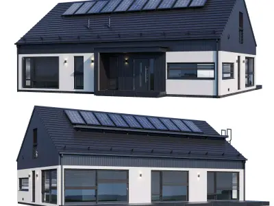 Modern cottage with floor plan 3D model