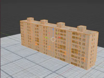 Russian panel house Low-poly 3D model