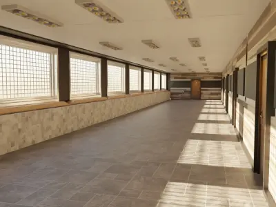 Corridor Hallway Low-poly 3D model