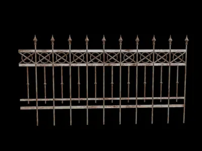 Metal Picket Fence Low-poly 3D model