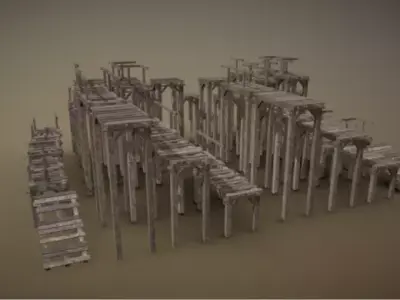 Wooden Bridge Pack 3D model