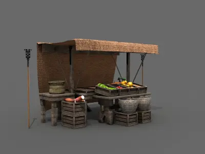Medieval Market Stall 01 3D model