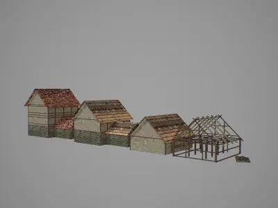 Storehouse medieval houses - medieval houses Low-poly 3D model